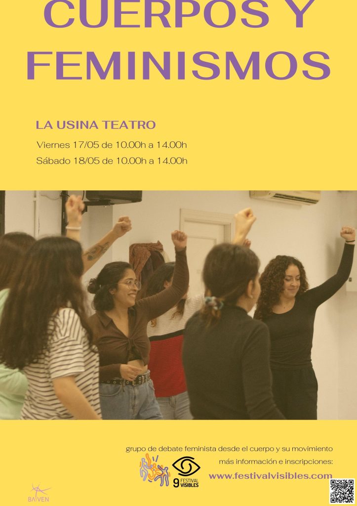 Cartel del taller de danza inclusiva con una foto de varias mujeres con la mano levantada