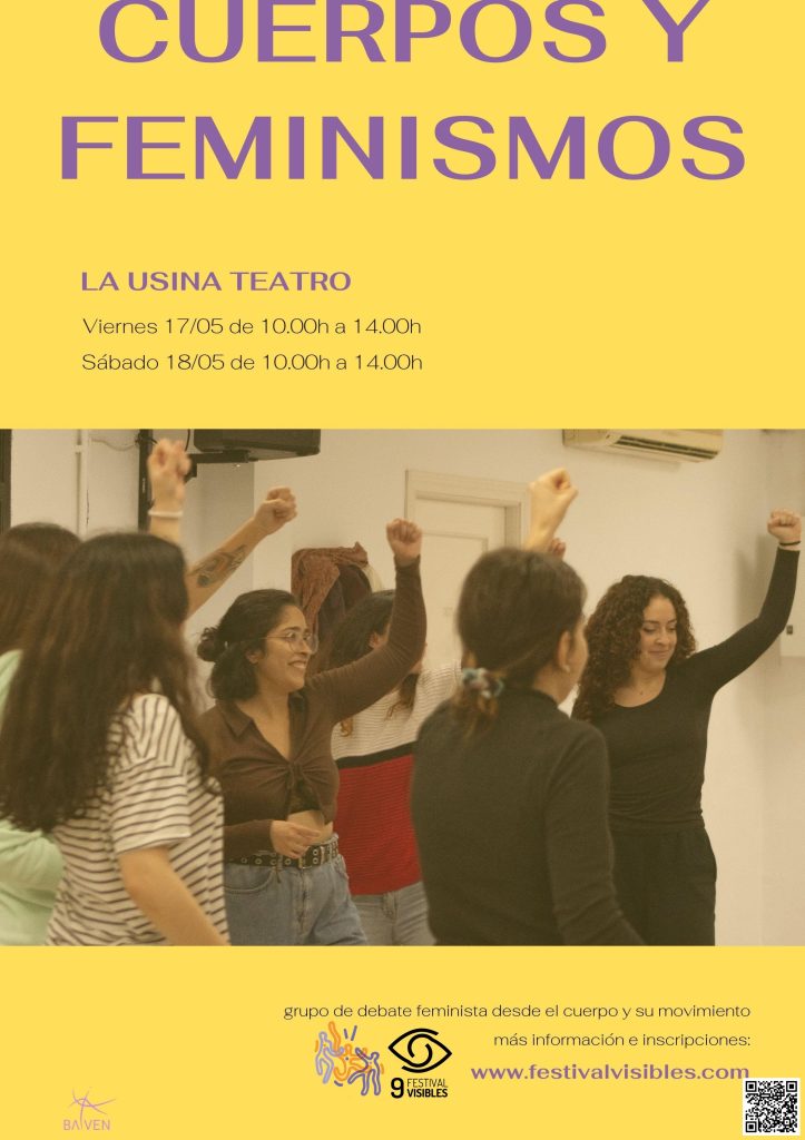 Cartel del taller de danza inclusiva con una foto de varias mujeres con la mano levantada