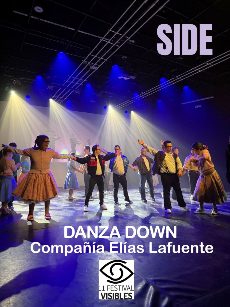 Cartel del espectáculo. Un grupo de bailarines y bailarinas en escena con vestuario de los años 60.